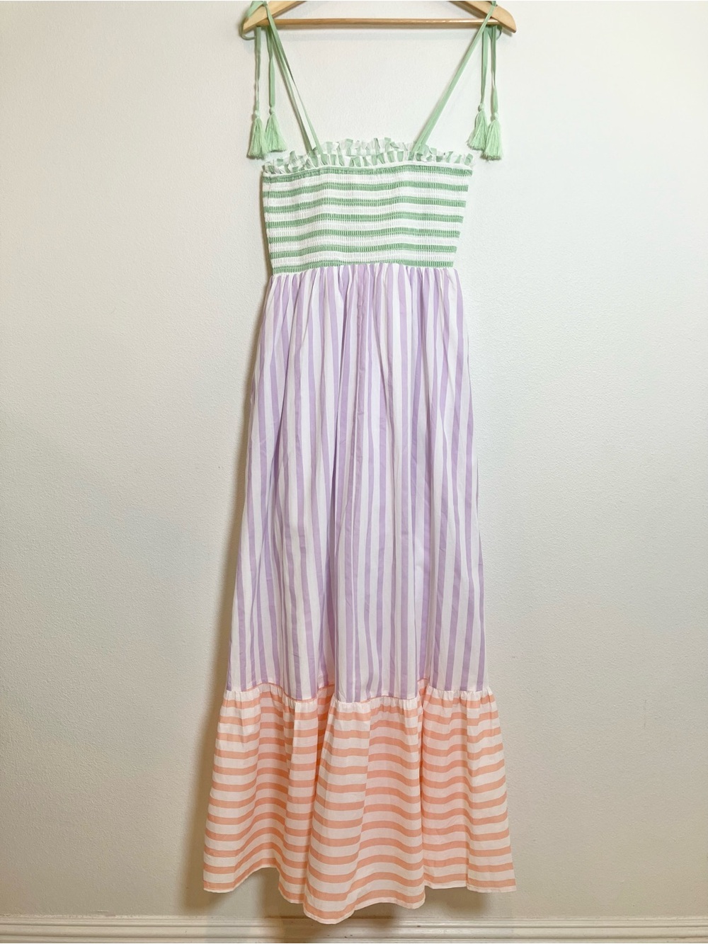 la february | Smocked Bodice Striped Dress